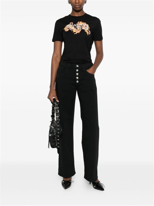 T-shirt donna maniche corte con stampa Versace jeans Couture | 80HAHE02CJ00EG89